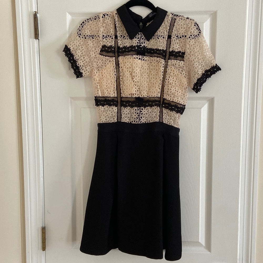Danity nude/black short dress (above knees) with collar and a built in bralette